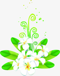 春季手绘植物白色小花素材