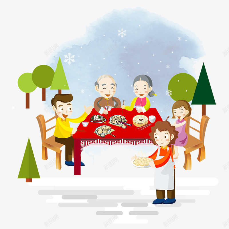 吃饭的一家人png免抠素材_88icon https://88icon.com 一家人 冬天 坐在餐桌前 小树 立冬 装饰图 装饰画