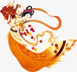中秋节手绘古典美女素材