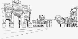 法式建筑法国巴黎街头矢量图高清图片