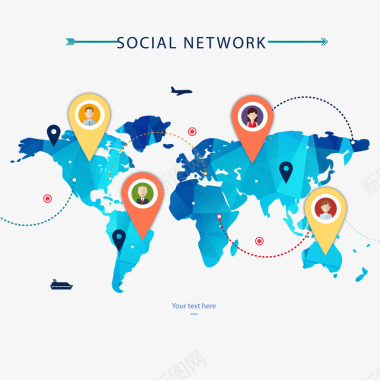社交图标社交网络地图信息表图标图标