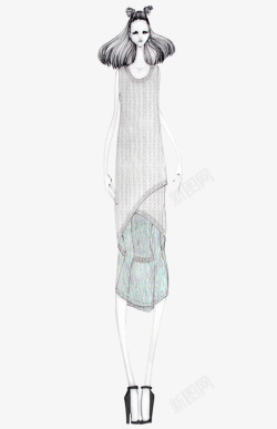 手绘时尚高端女装素材