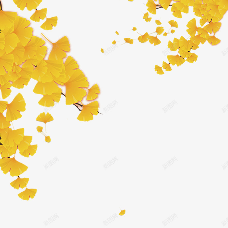 黄色银杏树叶psd免抠素材_88icon https://88icon.com 光泽 植物 渐变 环境 纹理 自然 花纹 质感 黄色