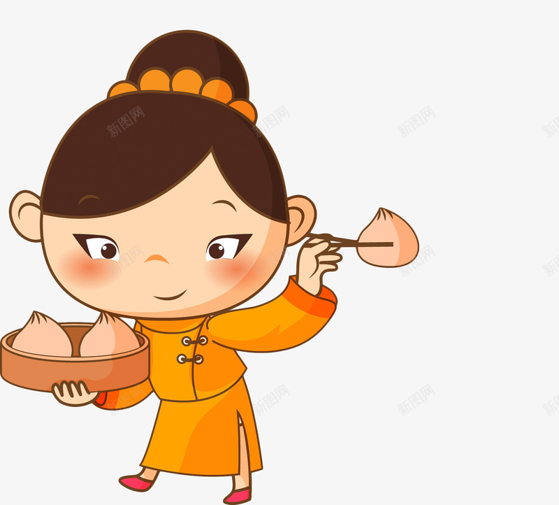 手绘卡通包子png免抠素材_88icon https://88icon.com 包子 卡通女孩 吃食 简约手绘 美食 美食涂鸦 食物 黄色