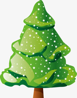 绿色星星雪花圣诞树素材