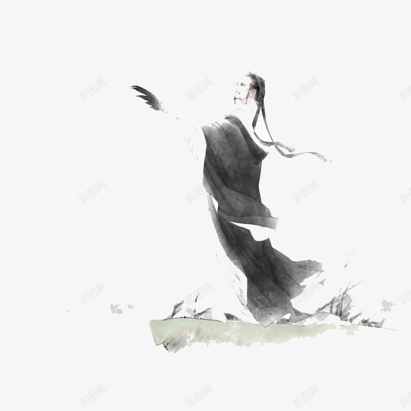 水墨画png免抠素材_88icon https://88icon.com 屈原 水墨画 端午节