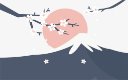 日本樱花日本富士山浪漫樱花矢量图高清图片