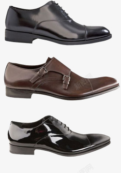 三支侧面的男士皮鞋素材