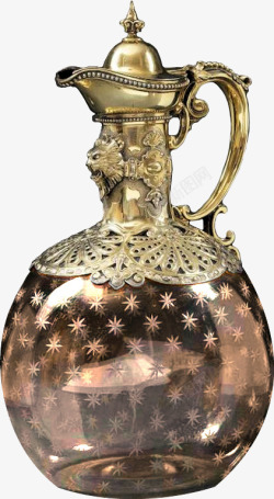 古代金属镂空雕刻花纹装饰水壶素材