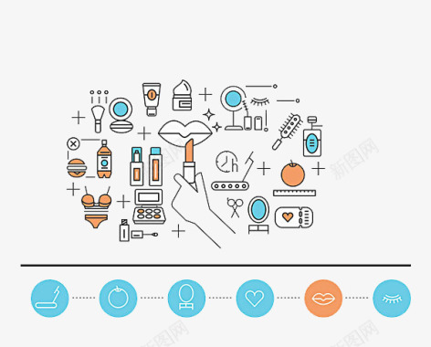 古典模特手绘图标化妆品图标