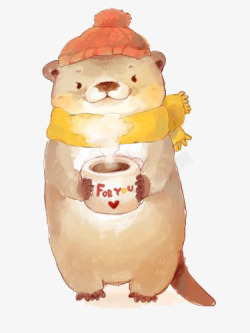 棕色帽子水彩小熊高清图片