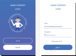 蓝色界面网站登录矢量图素材
