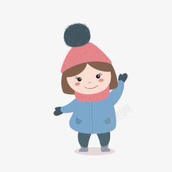 暖和冬季帽子冬天女孩可爱卡通暖和矢量图高清图片