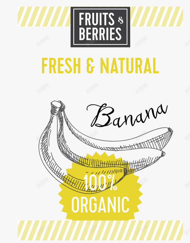 精美手绘线稿水果海报矢量图ai免抠素材_88icon https://88icon.com 手绘 水果 海报 精美 线稿 香蕉 矢量图
