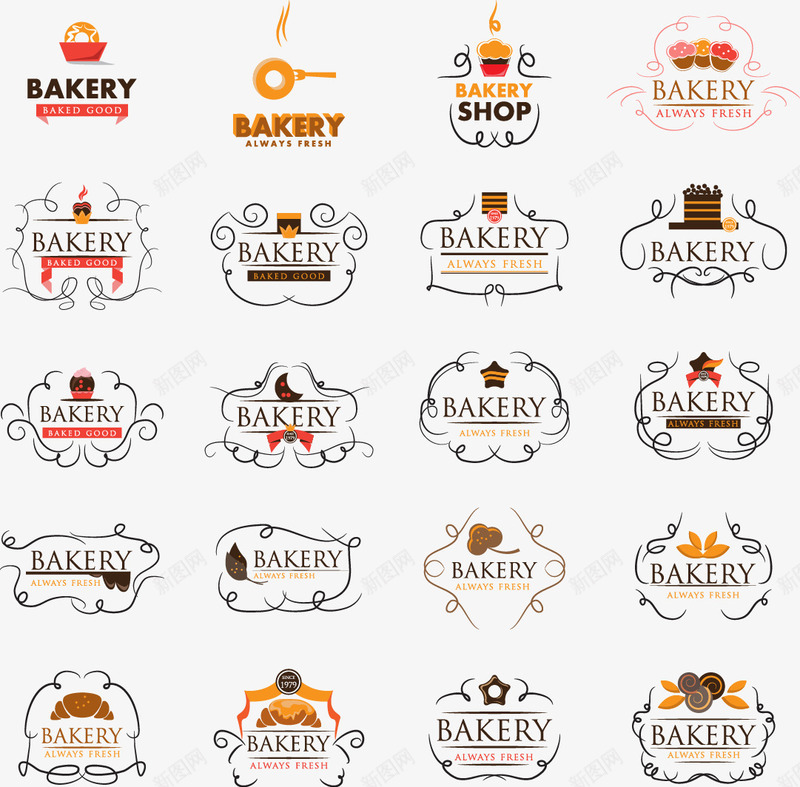 烘培食品标签png免抠素材_88icon https://88icon.com 烘培 牛角面包 甜甜圈 蛋糕 面包 食品