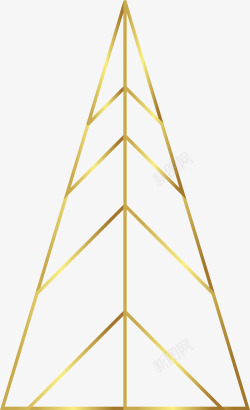 金色闪耀线条圣诞树素材