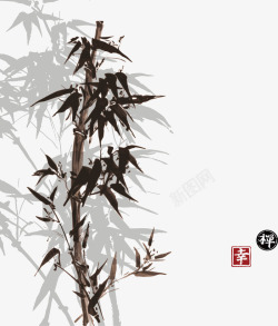 中国风水墨画竹艺术矢量图素材