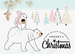 圣诞动物手绘背景图矢量图素材