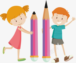 抱着铅笔抱着铅笔的孩子矢量图高清图片