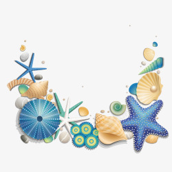 蓝色海星和贝壳素材