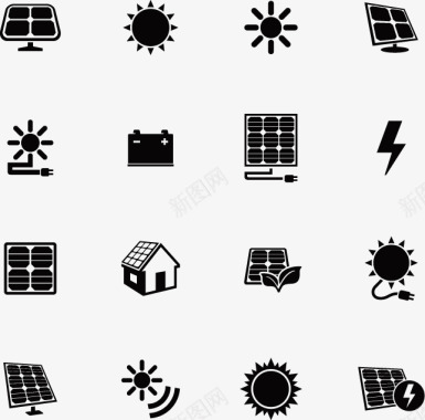 太阳能板绿色能源图标矢量图图标