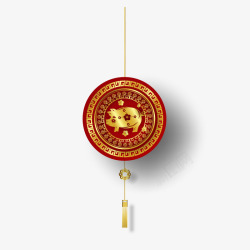 红黄色猪年中国风吊坠矢量图素材