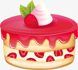 草莓布丁草莓果酱多层布丁蛋糕高清图片