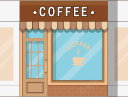 街边店铺咖啡店矢量图高清图片