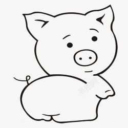 猪剪影回头猪简笔画图标高清图片