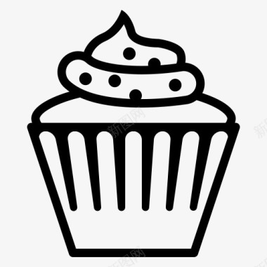 手绘卡通铃铛奶油蛋糕图标图标