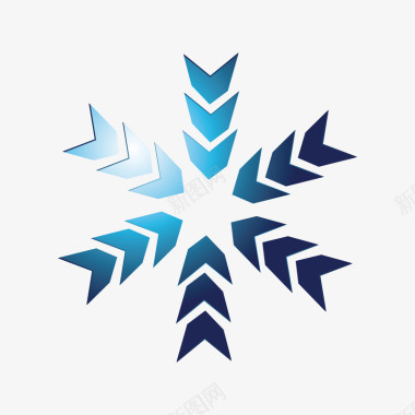 冬季吊旗蓝色箭头雪花图案图标图标