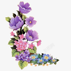 紫色的花朵角边装饰图素材
