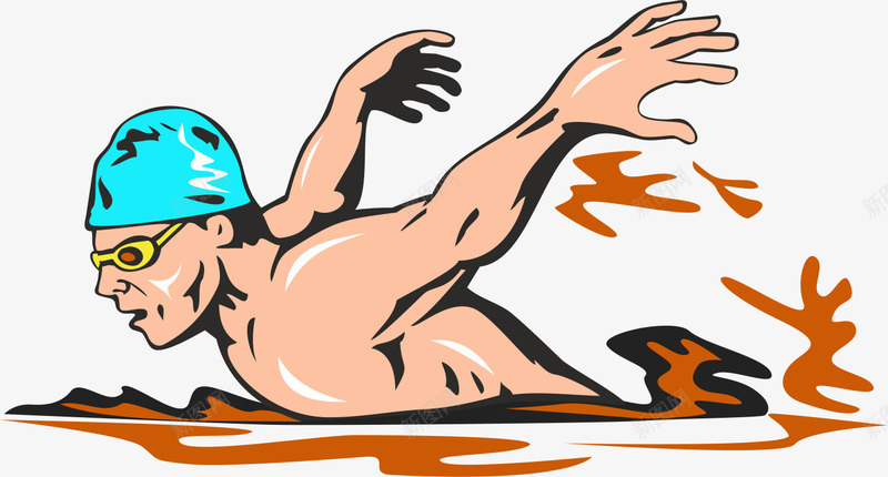 游泳蝴蝶复古矢量图ai免抠素材_88icon https://88icon.com 专业 比赛 游泳比赛 男士 运动员 矢量图