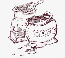 手绘创意素描咖啡豆素材