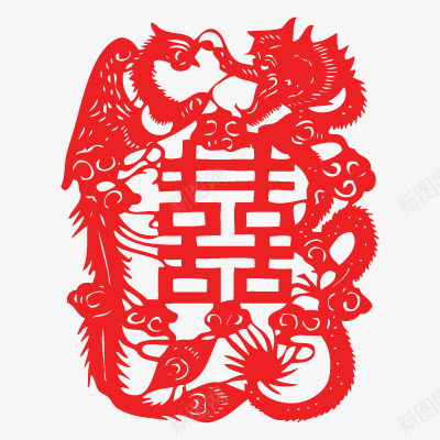 喜字红色剪纸png免抠素材_88icon https://88icon.com 剪纸 喜字 婚庆 红色