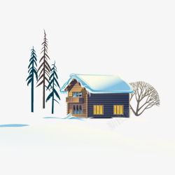 白色大雪房屋冬日图标素材