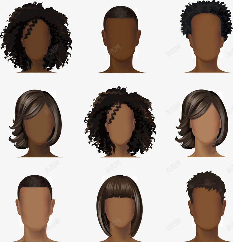 人物发型png免抠素材_88icon https://88icon.com 卷发 头发 头发丝 烫发 短发 黑发