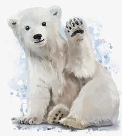 水墨北极熊水彩手绘北极熊矢量图高清图片