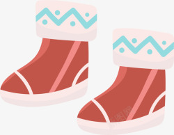 冬季红色加绒雪地靴素材