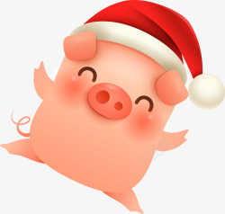 C4D圣诞节卡通猪形象装饰图案矢量图素材