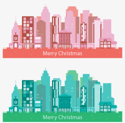 圣诞节城市插画矢量图素材