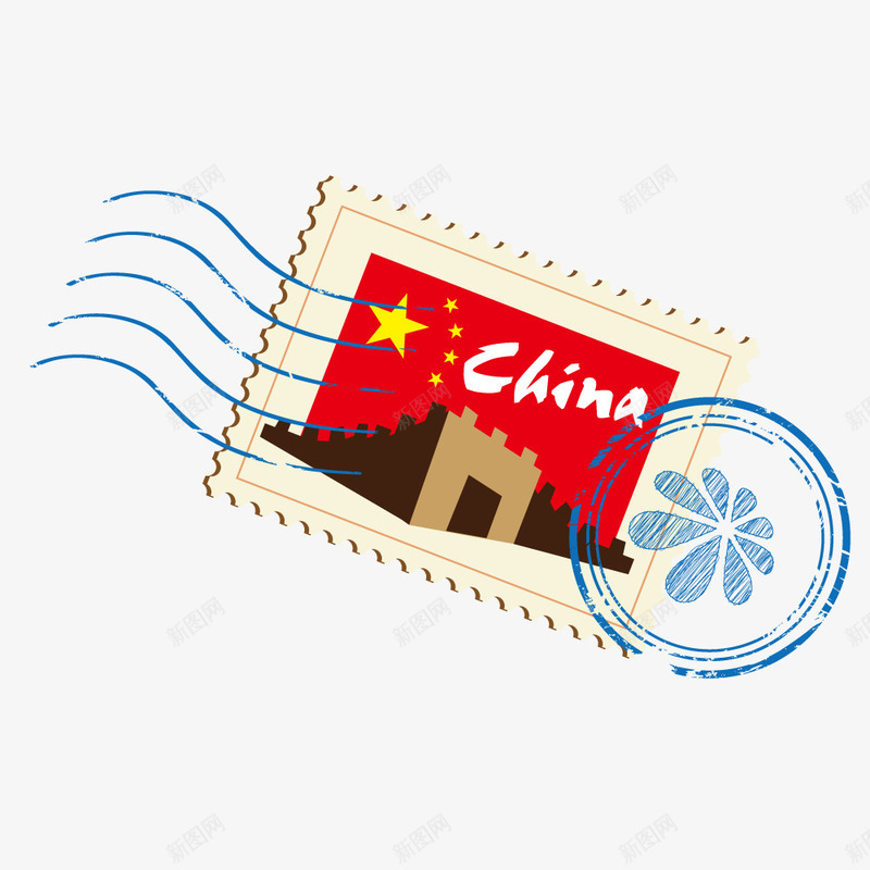 古典贴画邮票矢量图eps免抠素材_88icon https://88icon.com 中国旗帜贴画邮票 中国风 复古 手绘 标签 矢量图