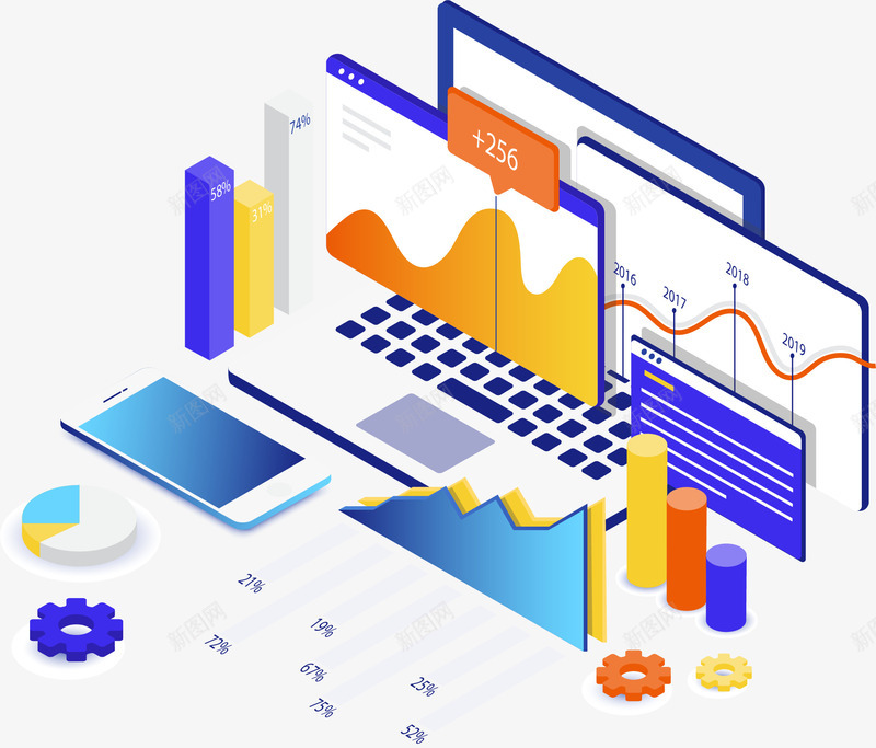 金融行业25D科技插画矢量图ai免抠素材_88icon https://88icon.com 25D商务办公插画 办公 科技插画 科技立体插画 金融行业 矢量图