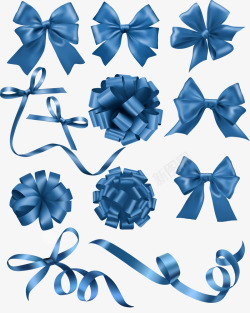 蓝色彩带蝴蝶结创意丝带素材