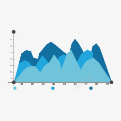 蓝色折线数据素材