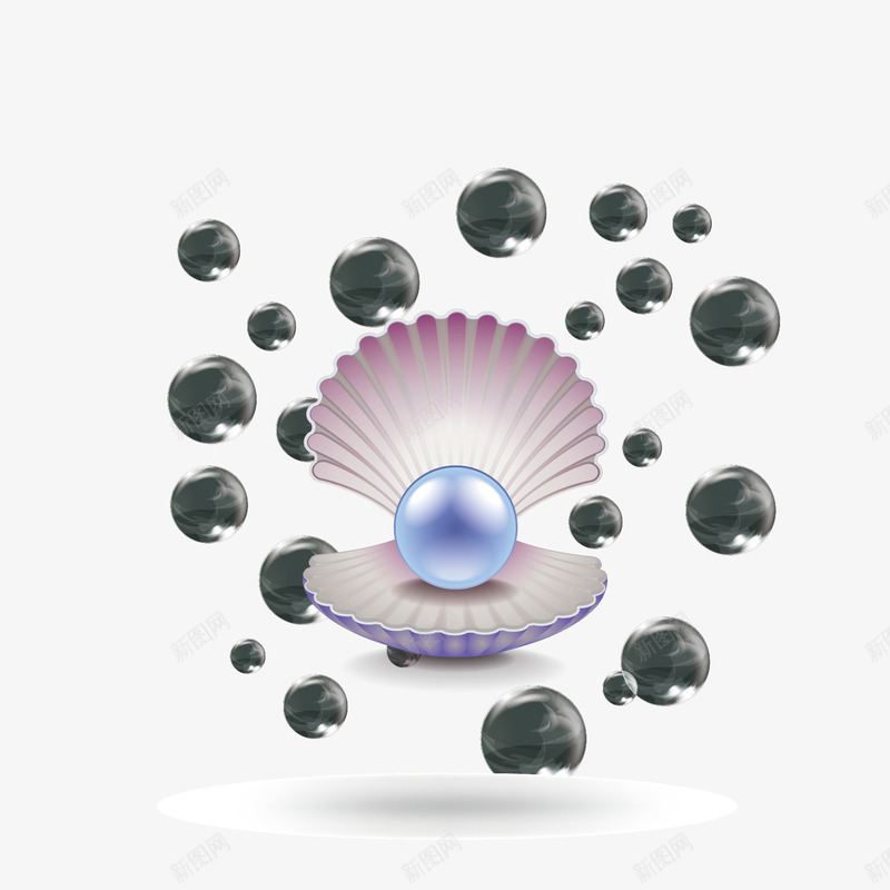 珍珠贝壳png免抠素材_88icon https://88icon.com 珍珠 贝壳 黑球