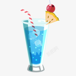 蓝色创意酒杯元素矢量图素材