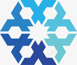 蓝色几何拼图雪花几何图形形成的雪花矢量图高清图片