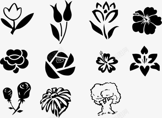 植物手绘PS点缀花朵植物图标图标