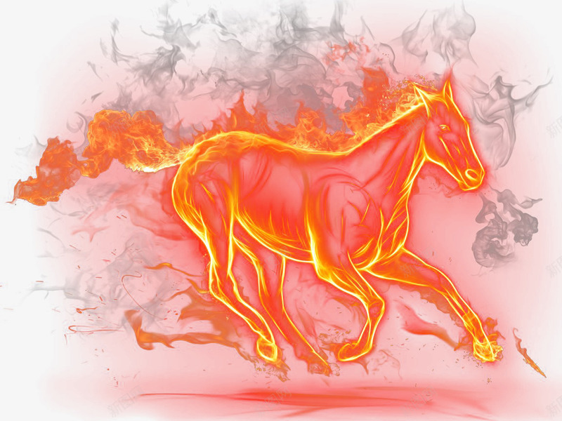 奔跑的身上燃烧火焰的马png免抠素材_88icon https://88icon.com 奔跑 梦幻 火 火马 马